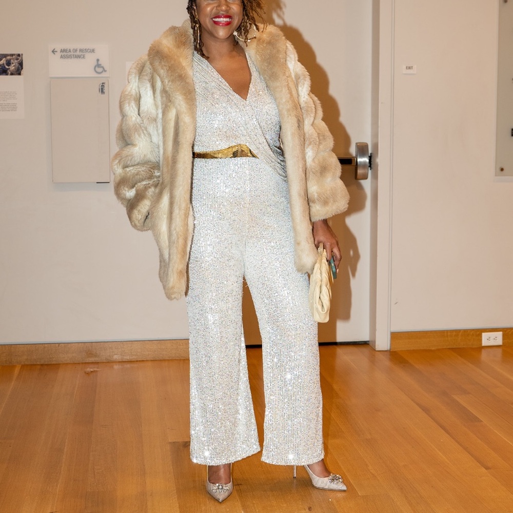 Silver Sequin Women's Jumpsuit